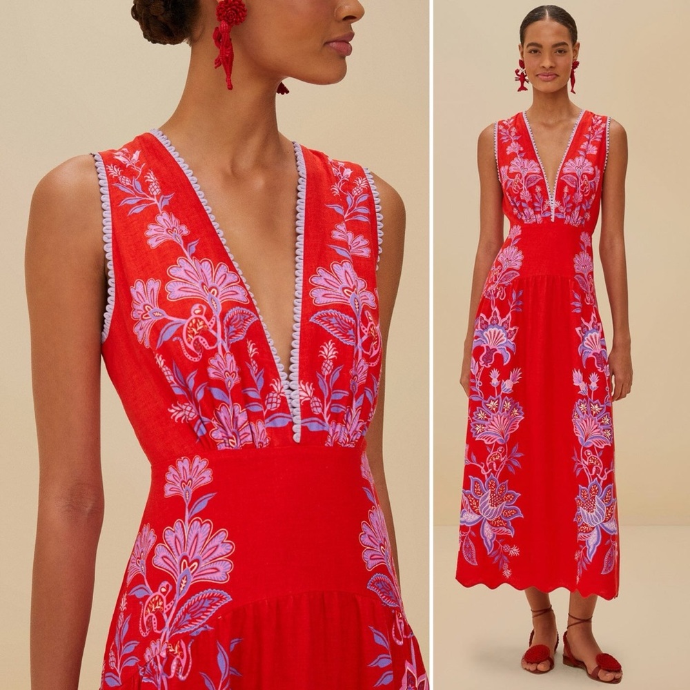 FARM Rio Red and Purple Floral Mini Dress